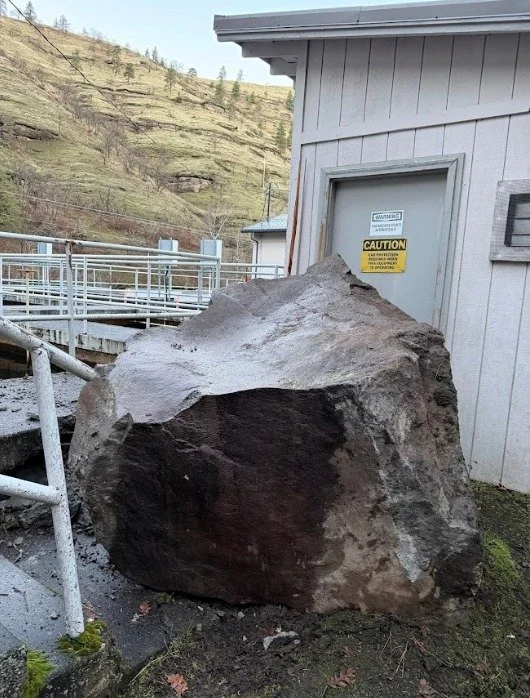 Massive Rock rolls into settling basin at TD water treatment plant