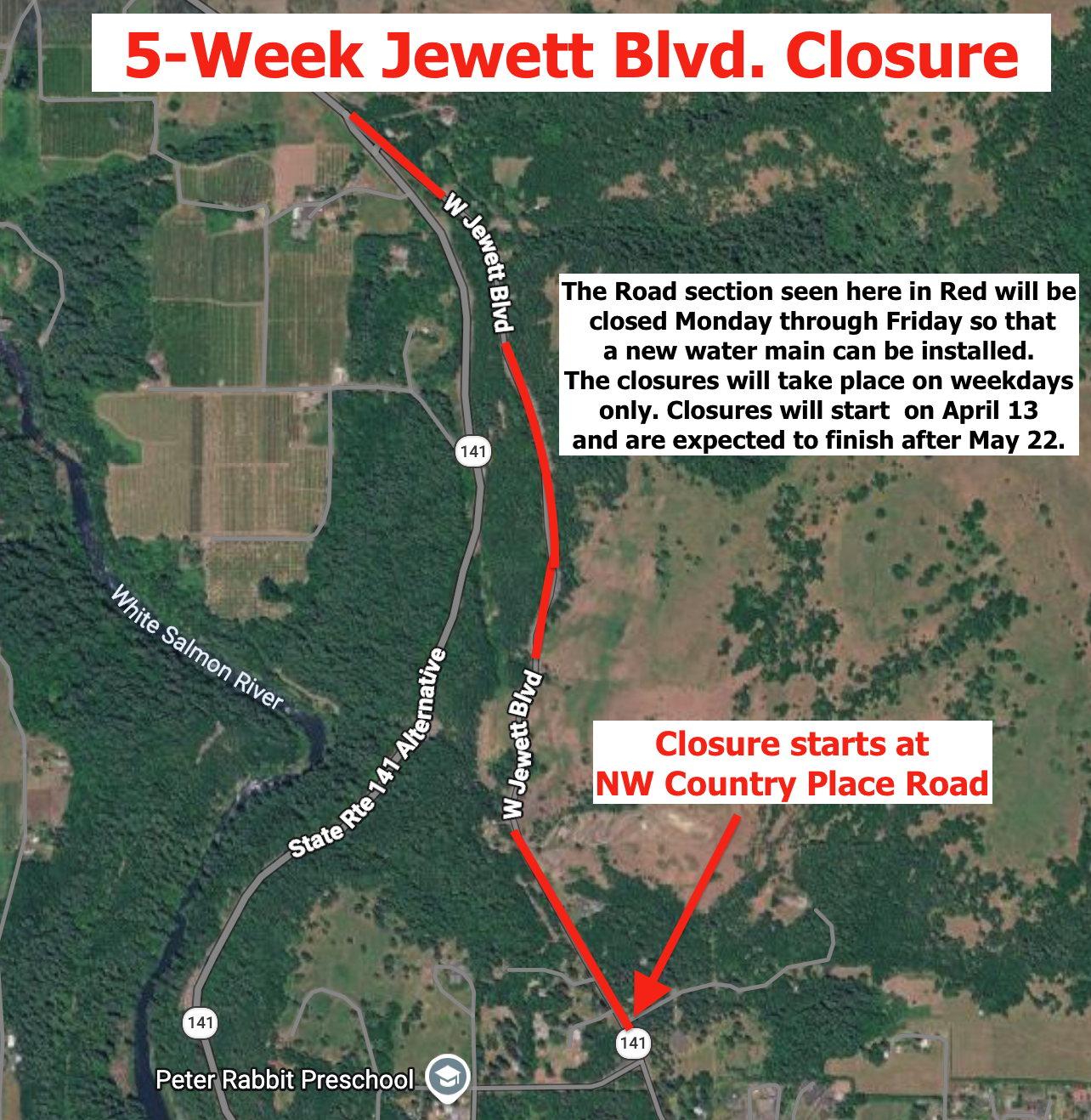 White Salmon to shutdown portion of Jewett Blvd for waterline replacement for 5 weeks starting Monday