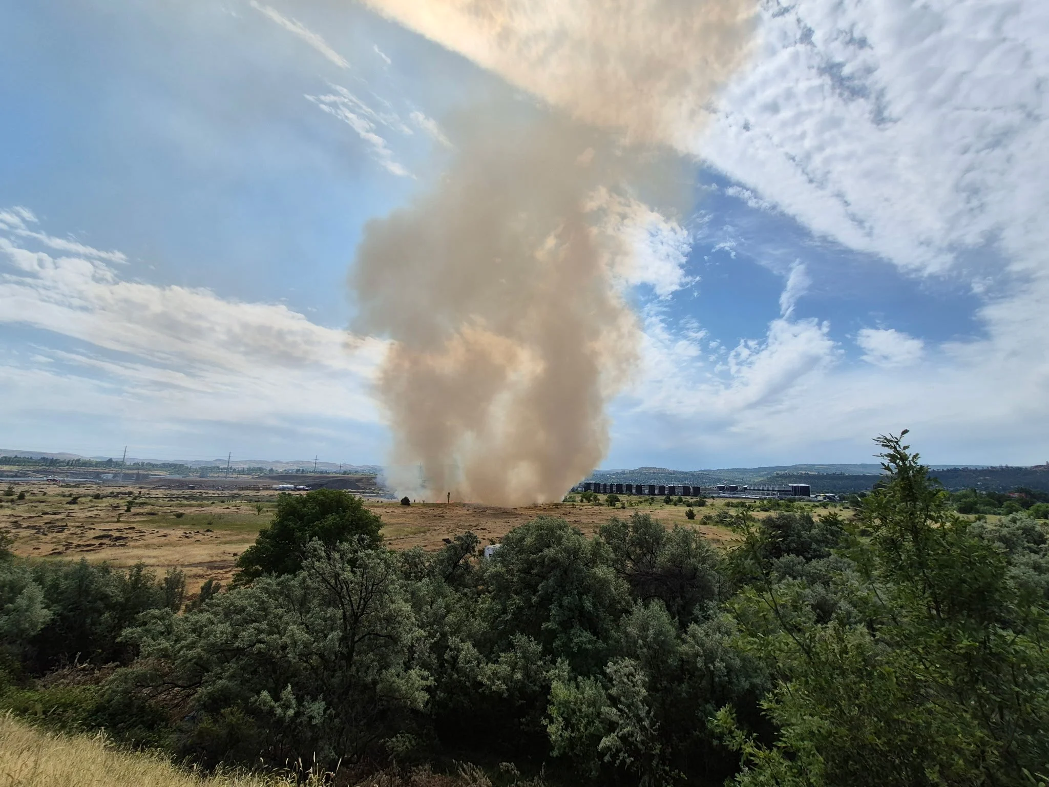 Grass fire near Google in West The Dalles breaks out this morning