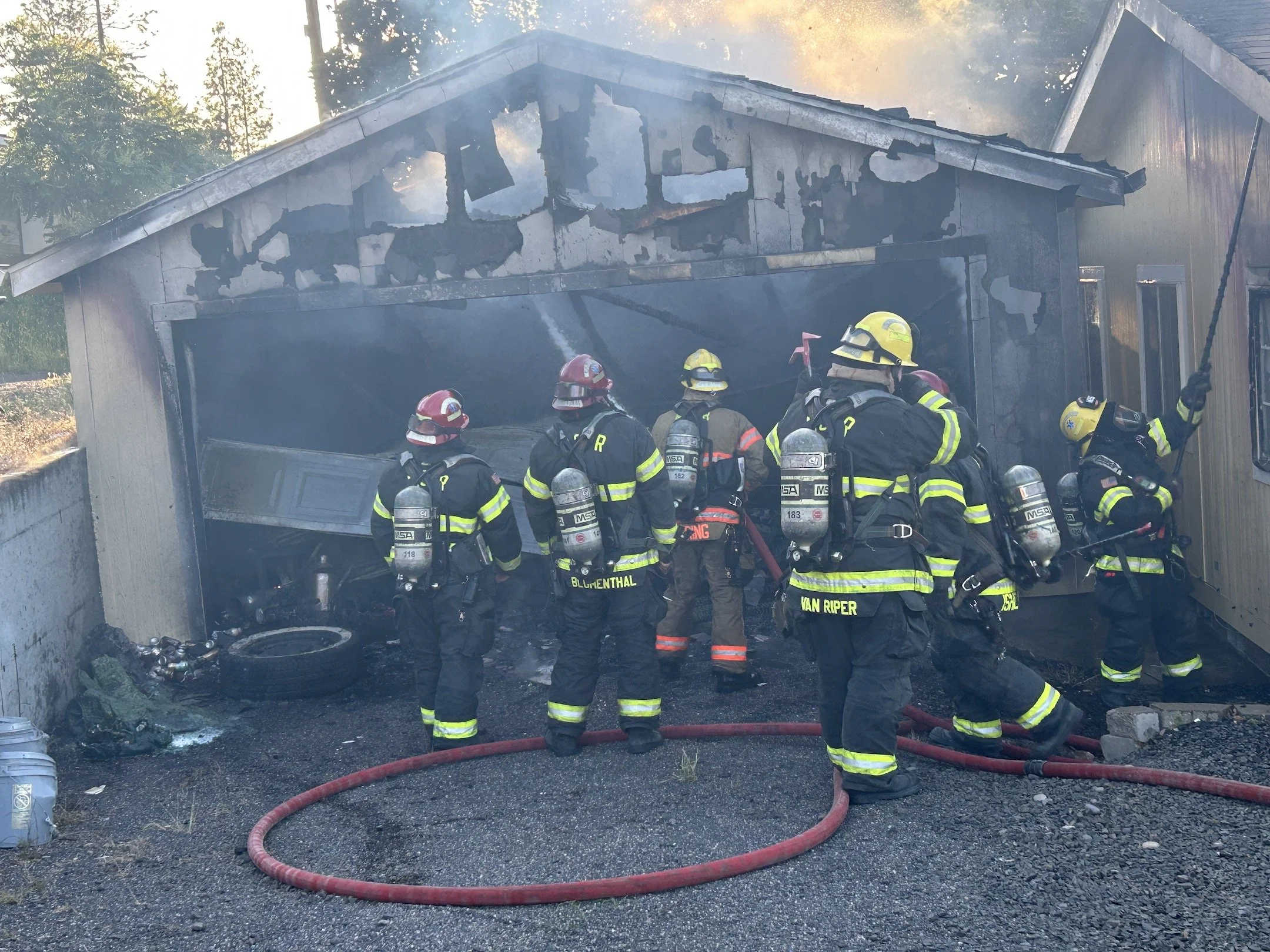 Garage destroyed in explosion-fueled fire in The Dalles on 14th Street