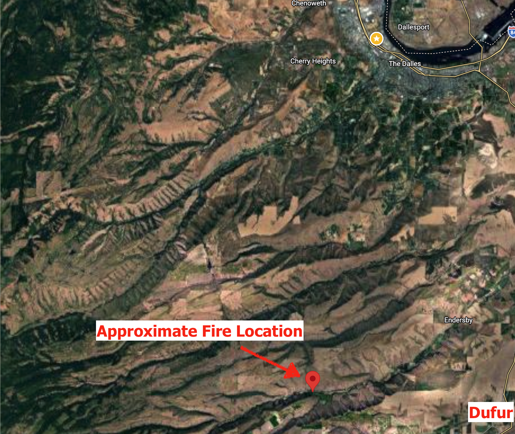 Brush fire reported on Eight Mile Road near Dufur -  July 24 at 3 p.m.