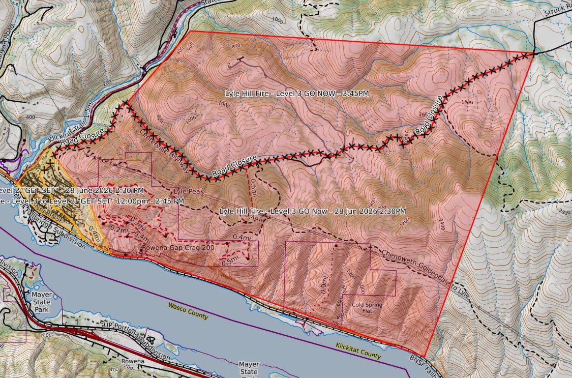Evacuation Orders Reduced for Part of Lyle as Firefighters Gain Ground on Lyle Hill Fire