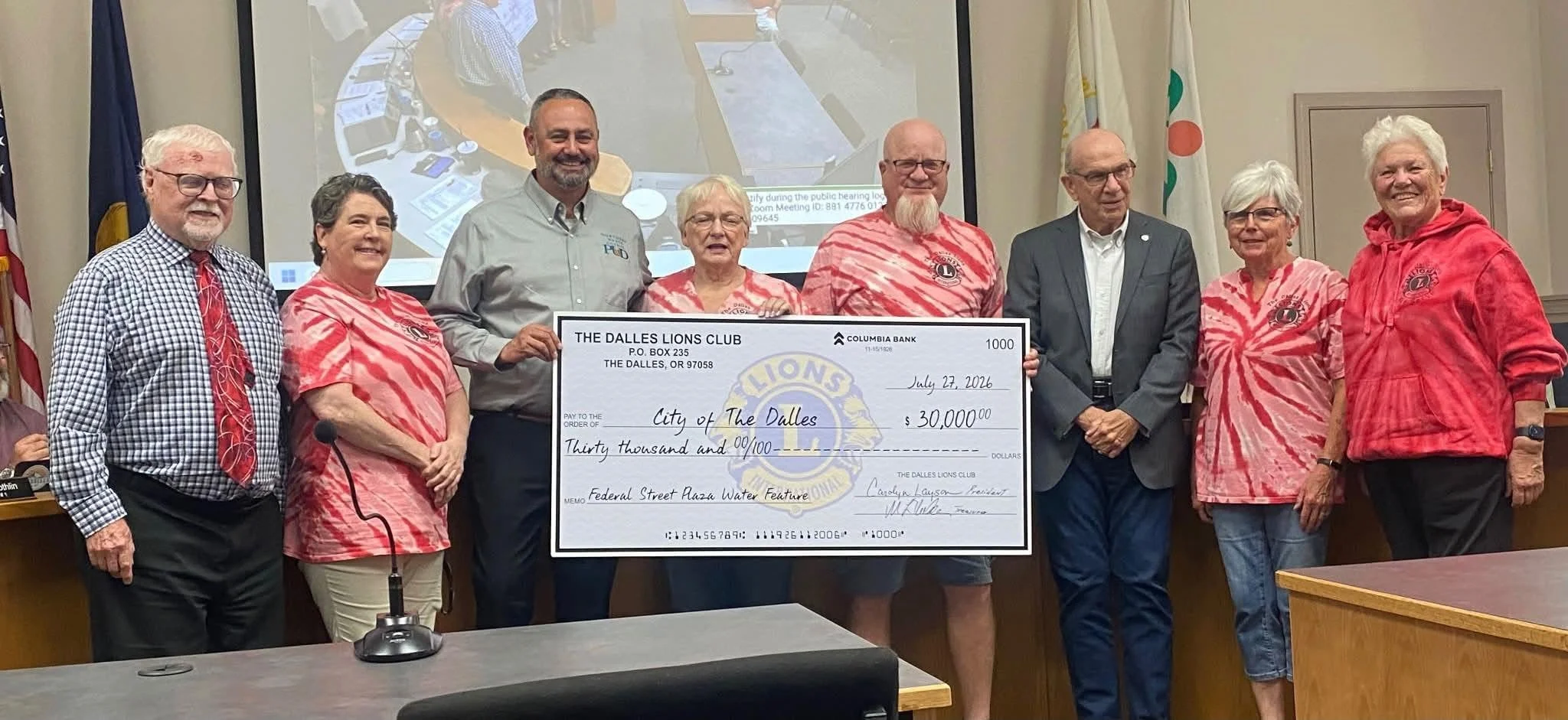 The Dalles Lions Club Presents $30,000 for Federal Street Plaza Splash Pad Project