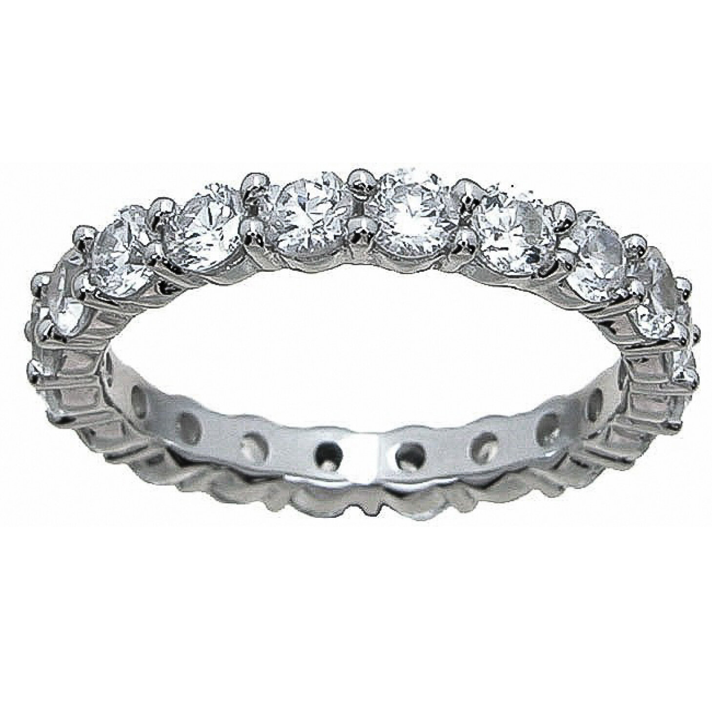 925 Sterling Silver CZ 2.25 ct Brilliant Cut Wedding  / Anniversary Band