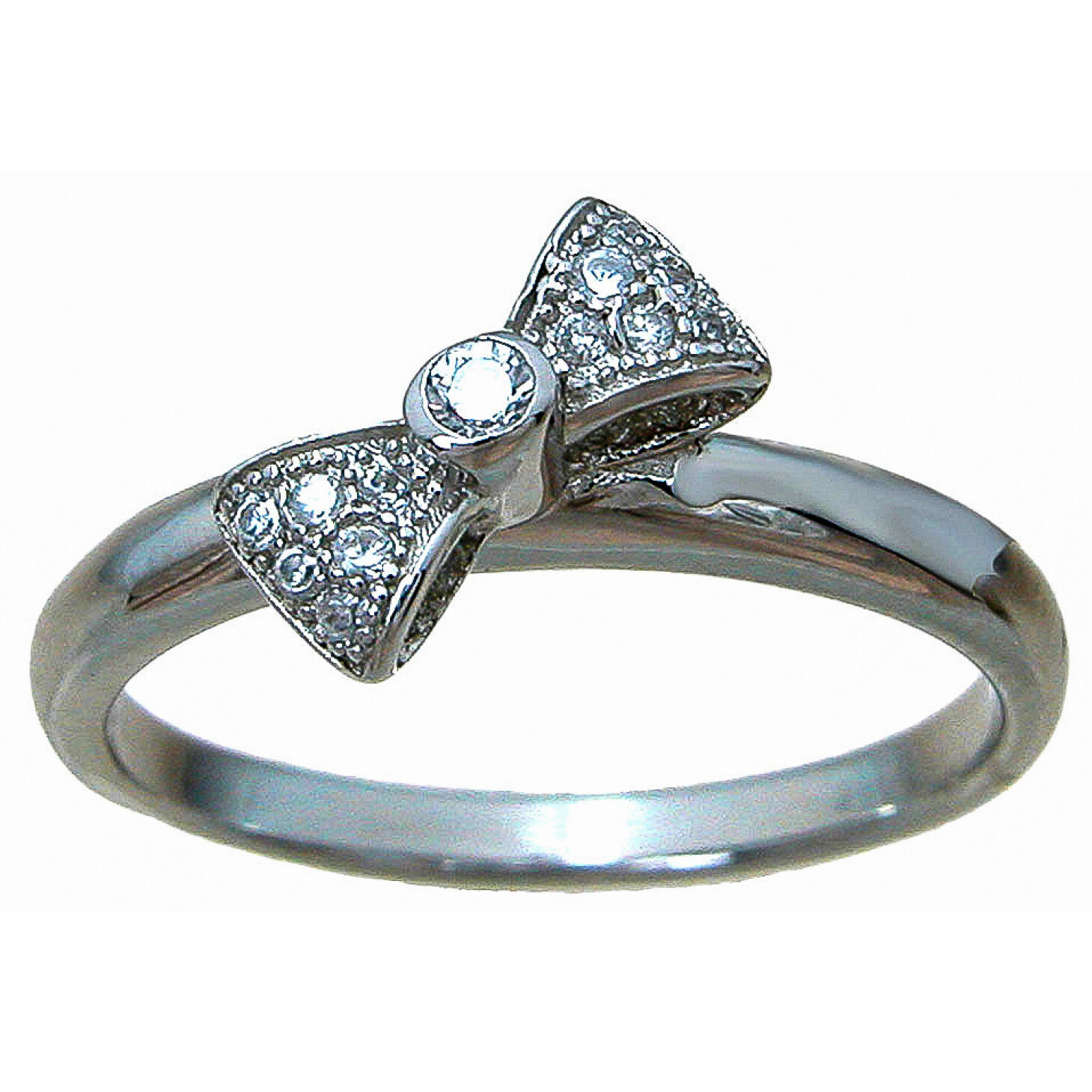 925 Sterling Silver CZ Ribbon Ring