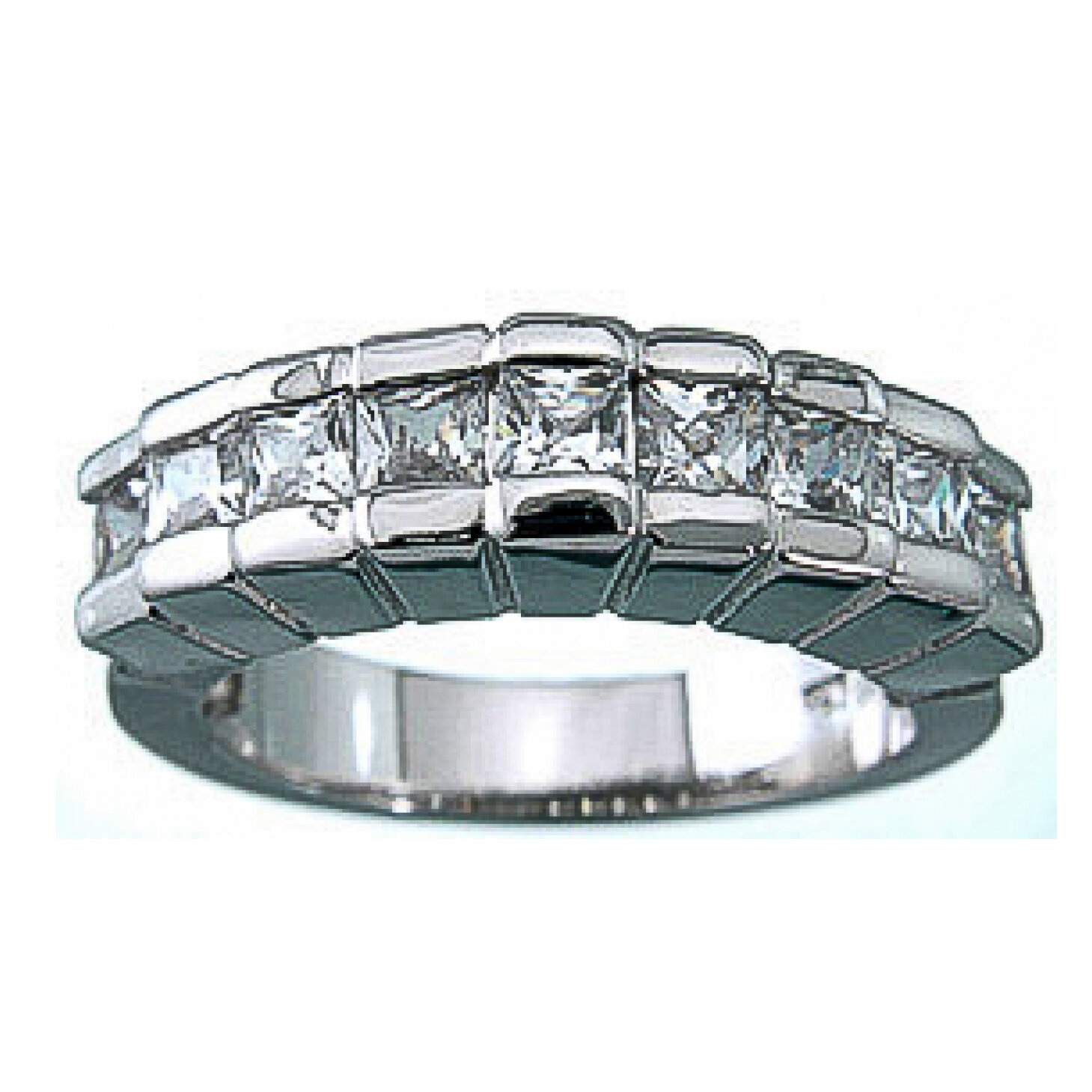 925 Sterling Silver CZ 1.75ct Channel Princess Cut Fashion Ring