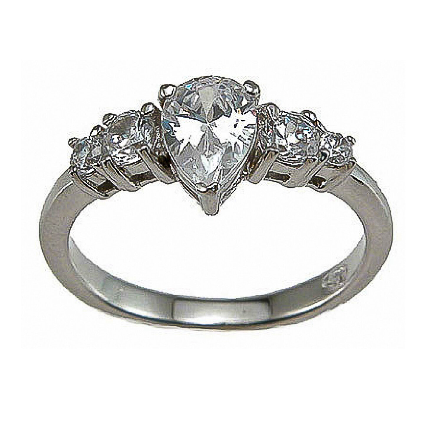 925 Sterling Silver CZ Pear Shape Engagement Ring