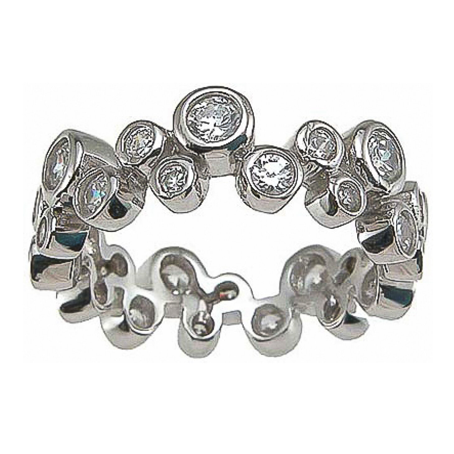 925 Sterling Silver CZ Bubble Tiffany Style Fashion Ring