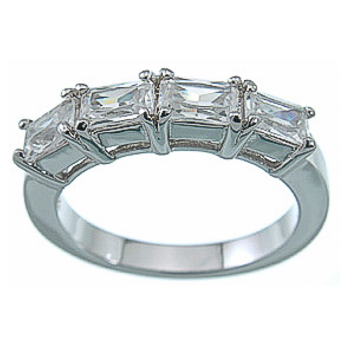 925 Sterling Silver CZ Baguette Fashion Band