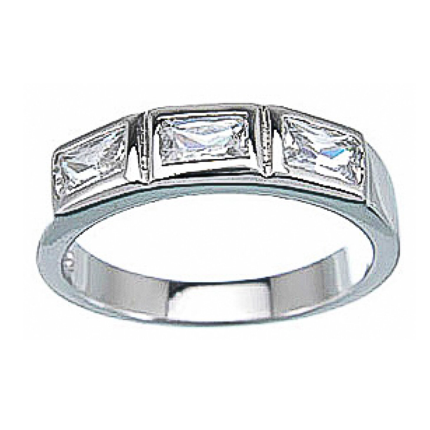 925 Sterling Silver CZ Baguette Channel Set Fashion Band