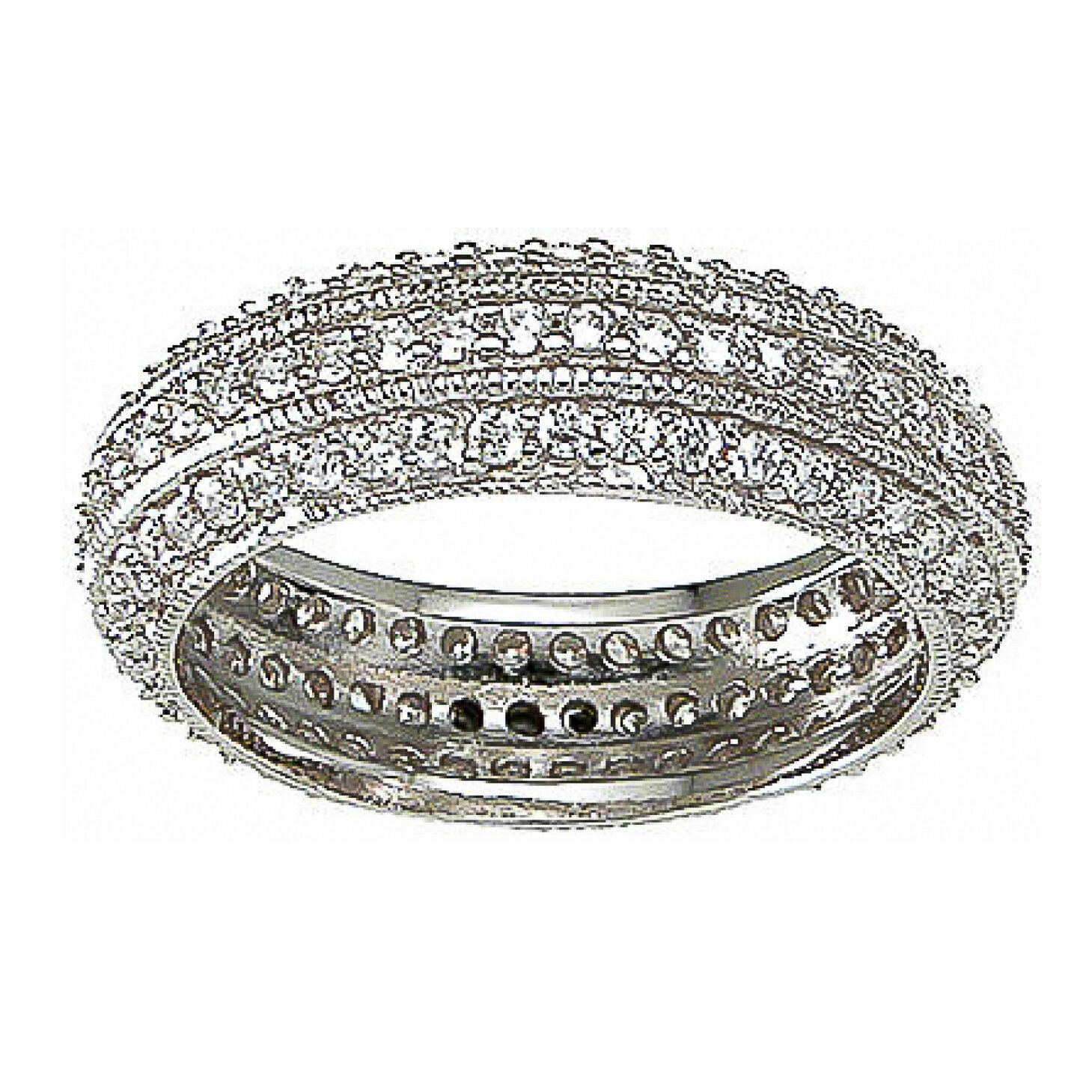 925 Sterling Silver CZ Pave Antique Style Eternity Ring