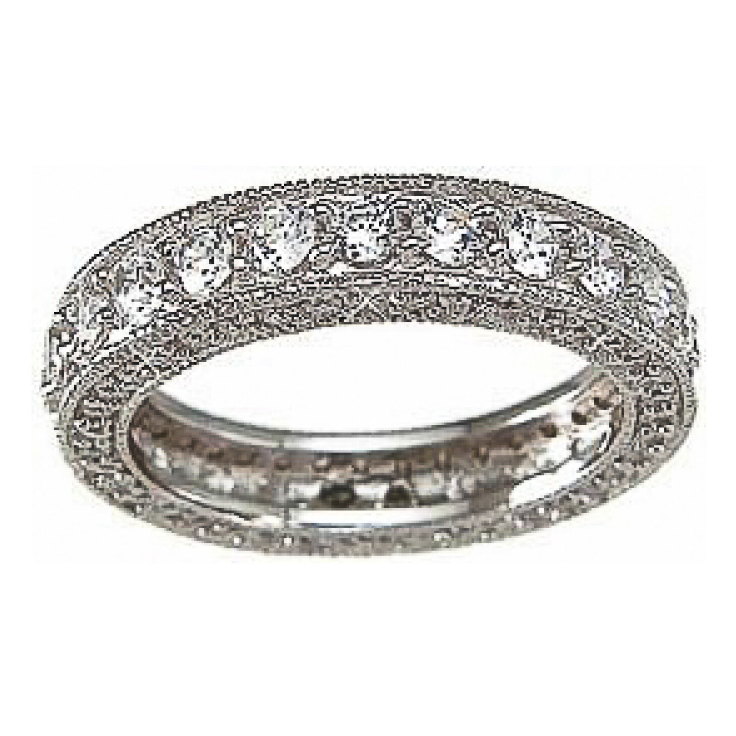 925 Sterling Silver CZ Antique Style Brilliant Cut Eternity Ring