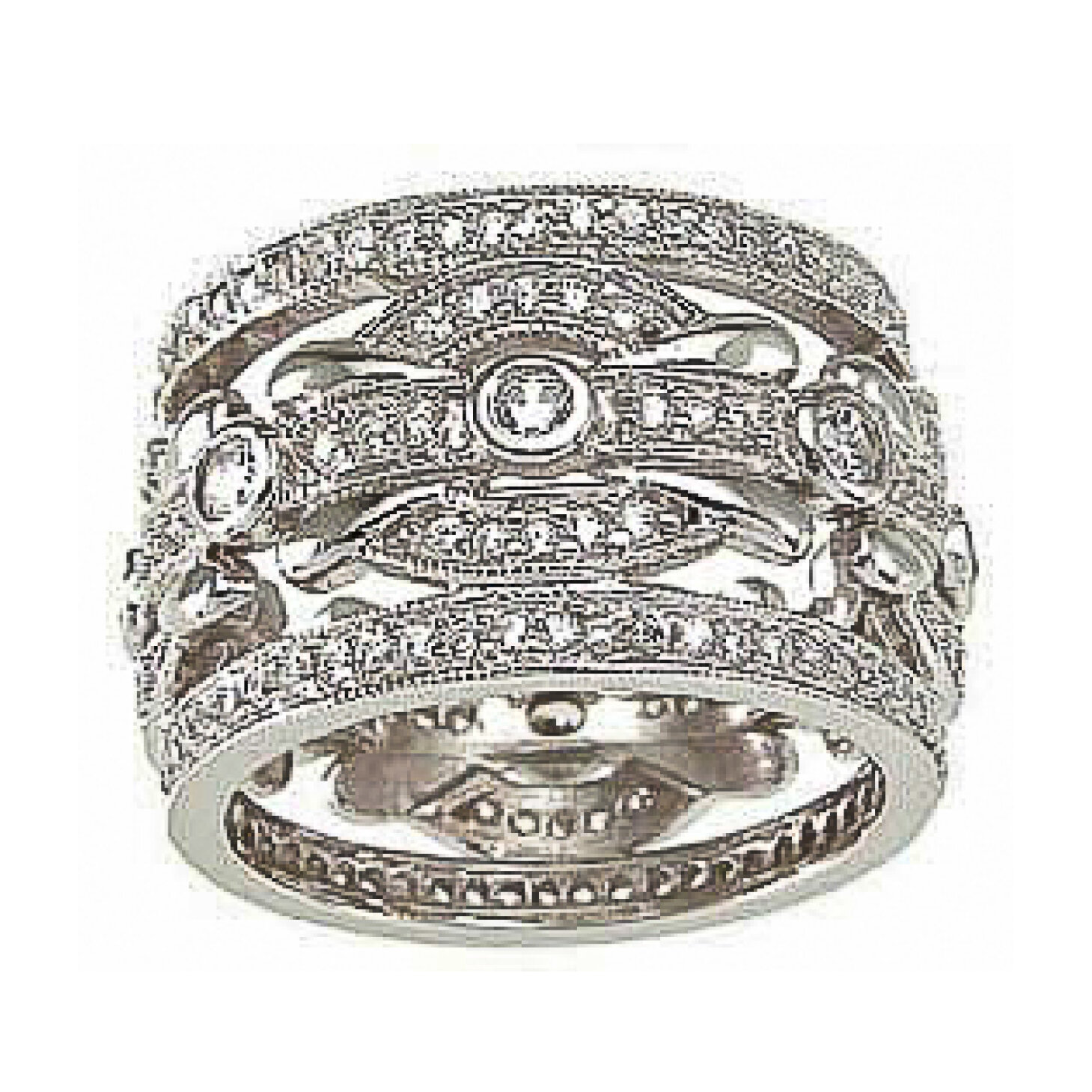 925 Sterling Silver CZ Antique Style Pave Fashion Band