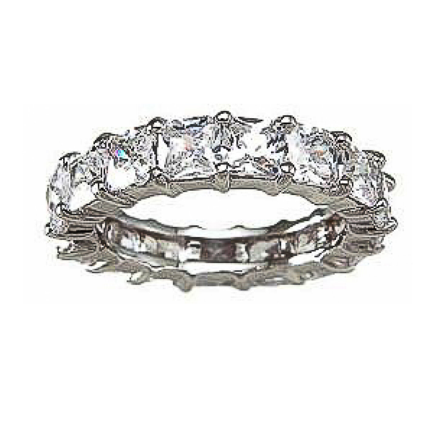 925 Sterling Silver CZ Princess Cut Eternity Ring