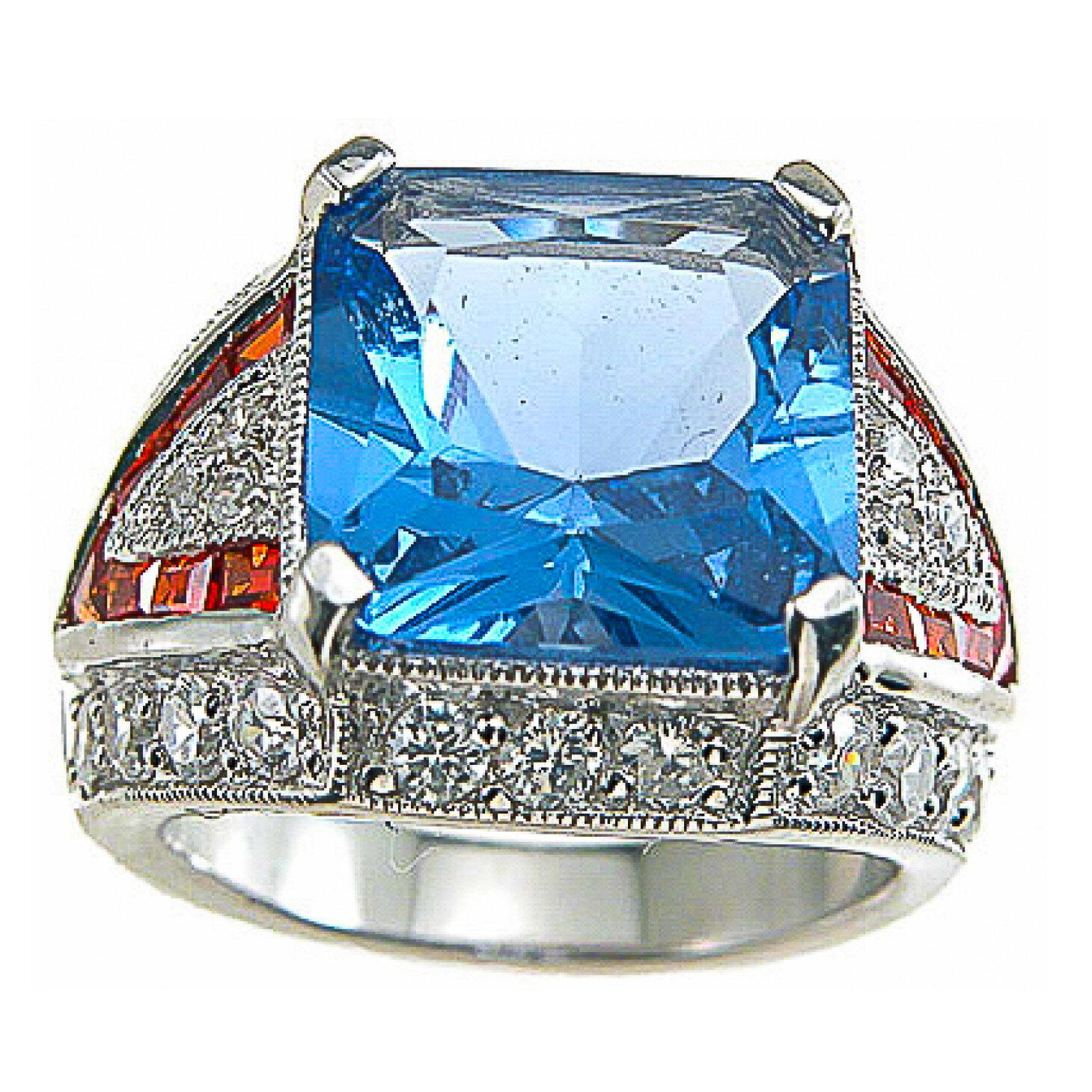 925 Sterling Silver CZ Emerald Cut Antique Style Anniversary Ring