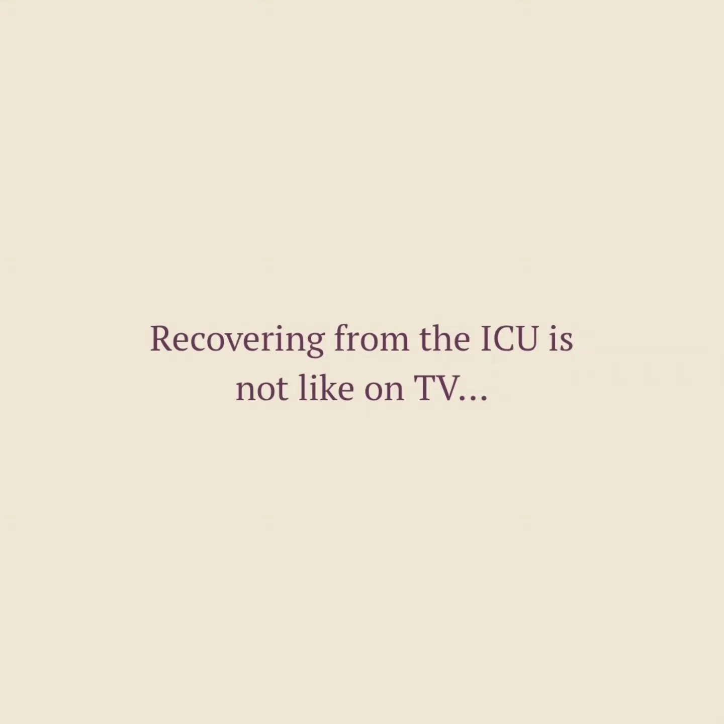 Nine weeks ago, I was on life support and not expected to survive. One week ago, I walked a kilometre.

&ldquo;Recovering from the ICU is not like on TV. You don't just have your breathing tube removed and walk out.&rdquo; - one of my fav doctors

Th