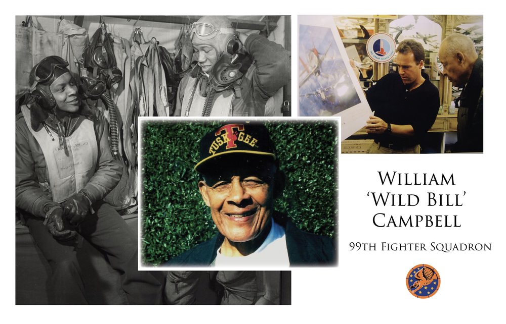  Returning to California, the next great group of Tuskegee Airmen to sign prints of&nbsp;‘Red Tail Angels’ included the pilot of the main Mustang depicted, Col. William&nbsp;“Wild Bill” Campbell. As was typical with virtually every single one of thes