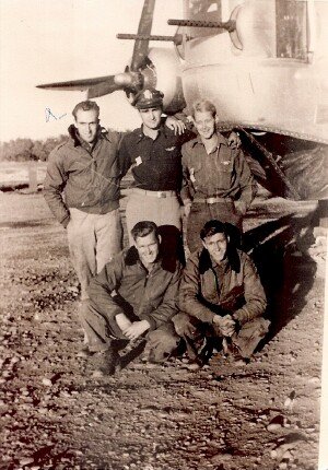  It was great hearing of Corliss Norton’s experience in ‘Cherokee Maiden’- Here he is pictured with his crew in late ’44 or early ’45- Corliss is in the back row, left, wearing the jacket. 