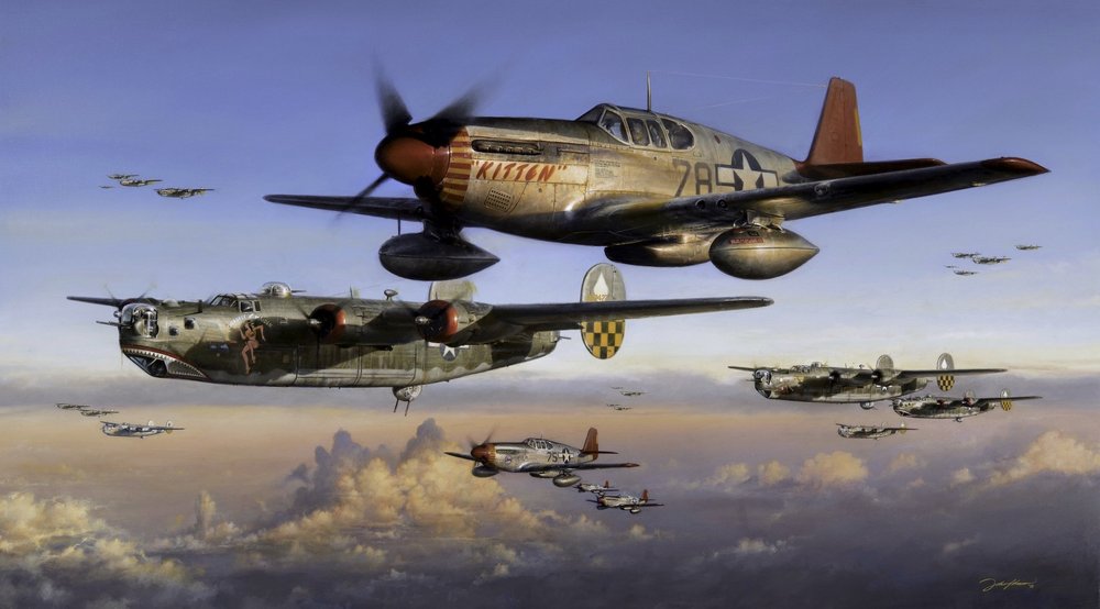  Back then, I'd mentioned to Tom that perhaps at some point it might be interesting to create another painting involving Mr. Norton’s plane being escorted by the Tuskegee Airmen, and they were both quite enthusastic about the idea! In recent years, I