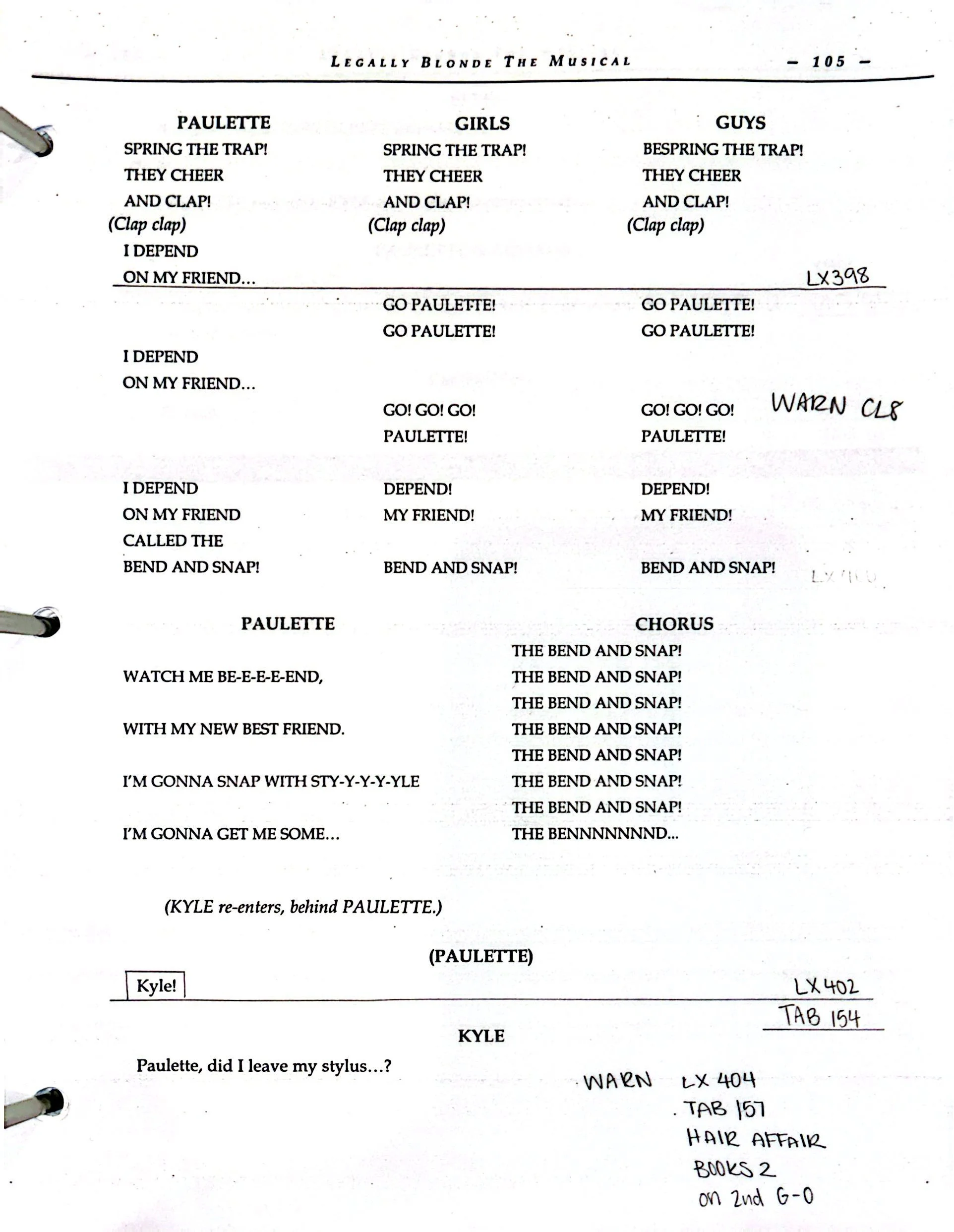 Legally Blonde Calling Script