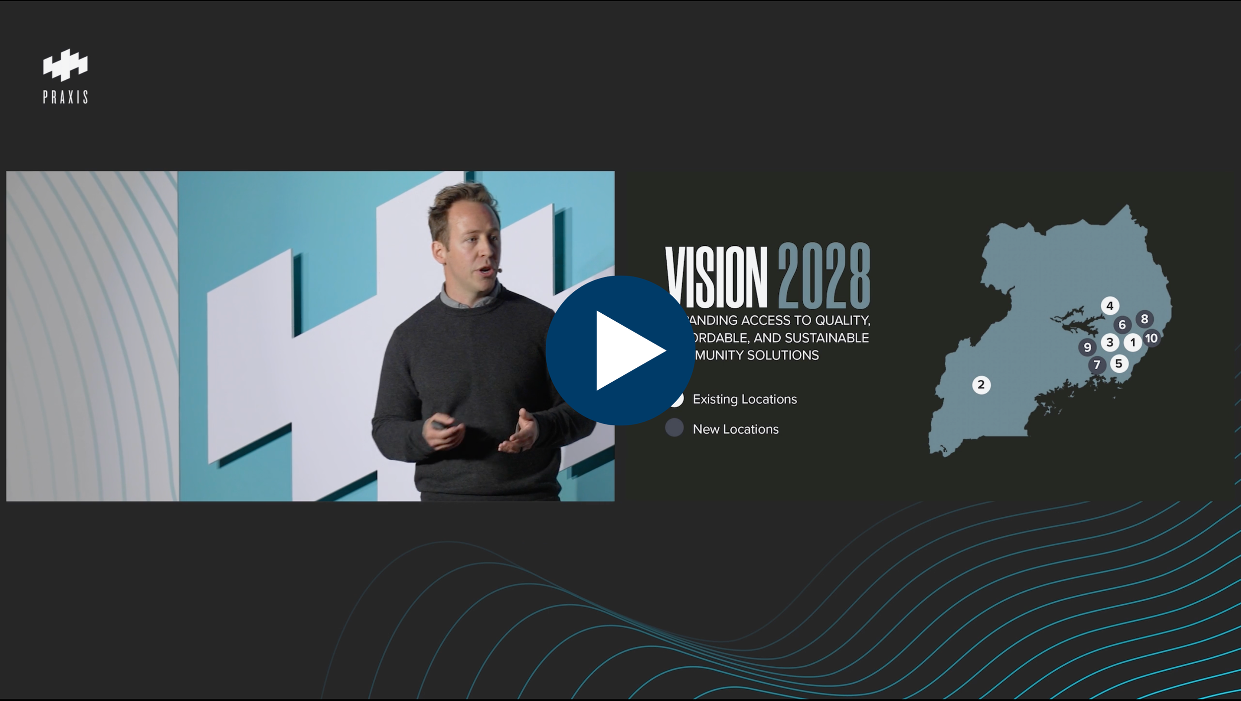 Andrew DeVaney presenting 'Vision 2028' at the 2024 Praxis Redemptive Imagination Summit Nonprofit Accelerator Showcase