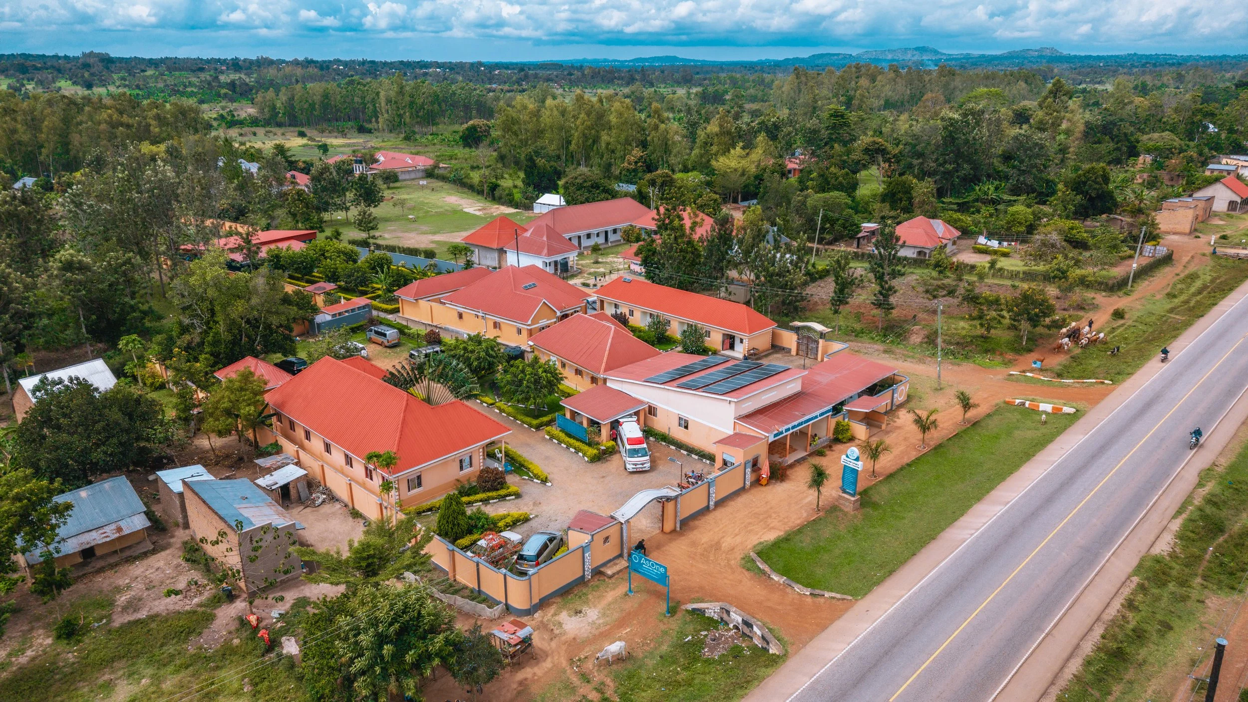 Aerial view of the AsOne Ministries campus in Uganda, representing the vision to transform 135,000 lives across 10 communities by 2028.