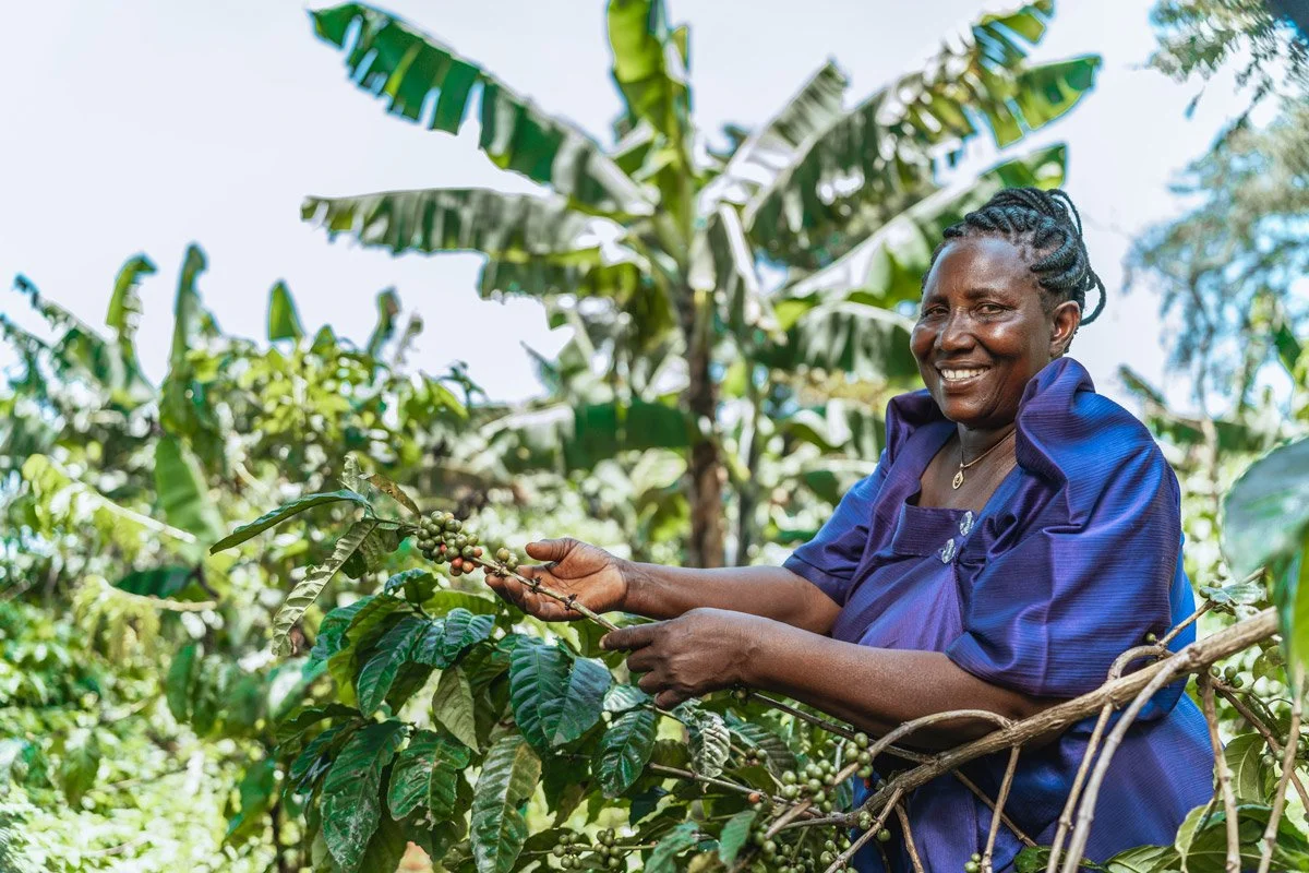 Farmer learning sustainable farming practices through AsOne Ministries.