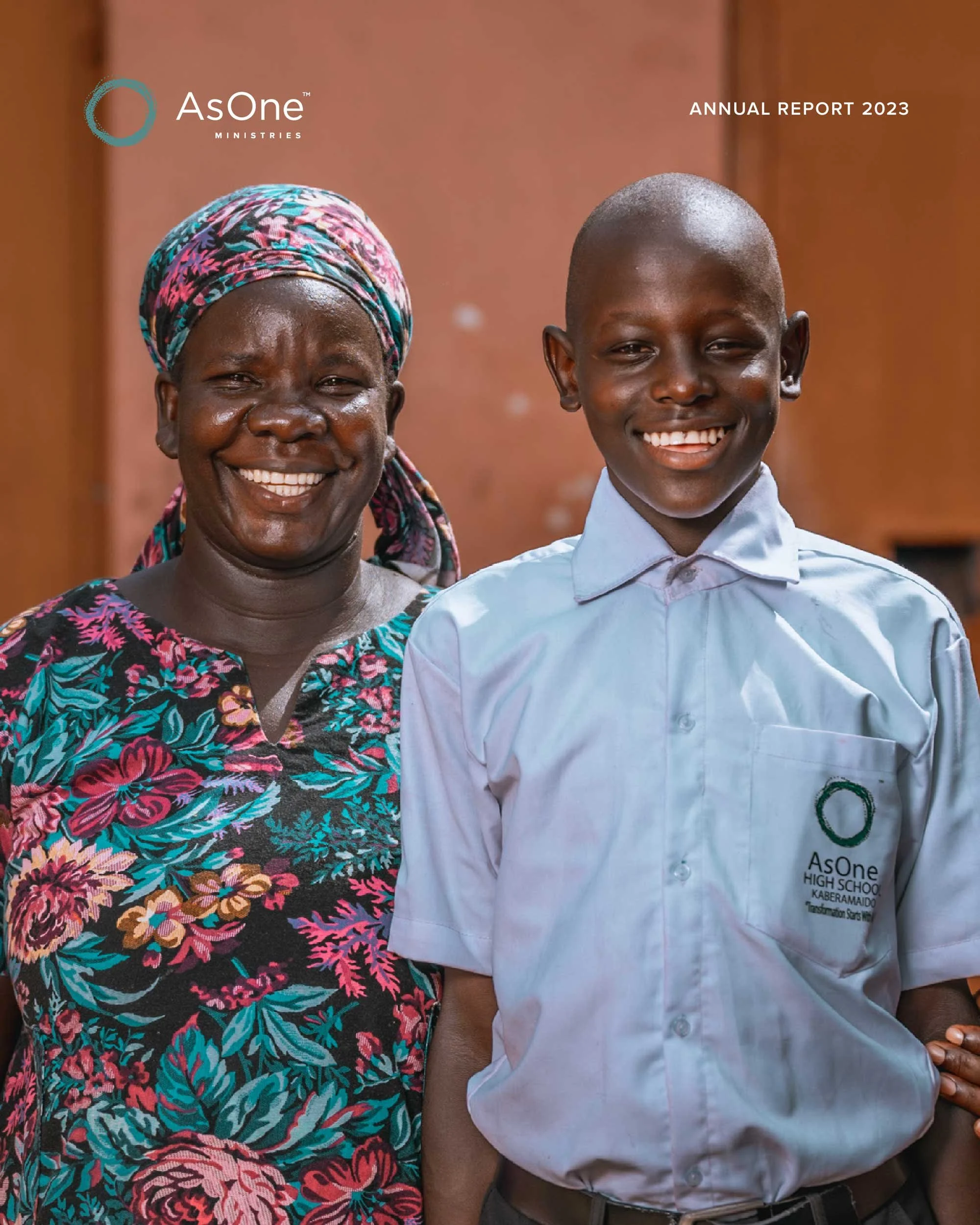 AsOne Ministries 2023 Annual Report cover featuring an AsOne community member and student