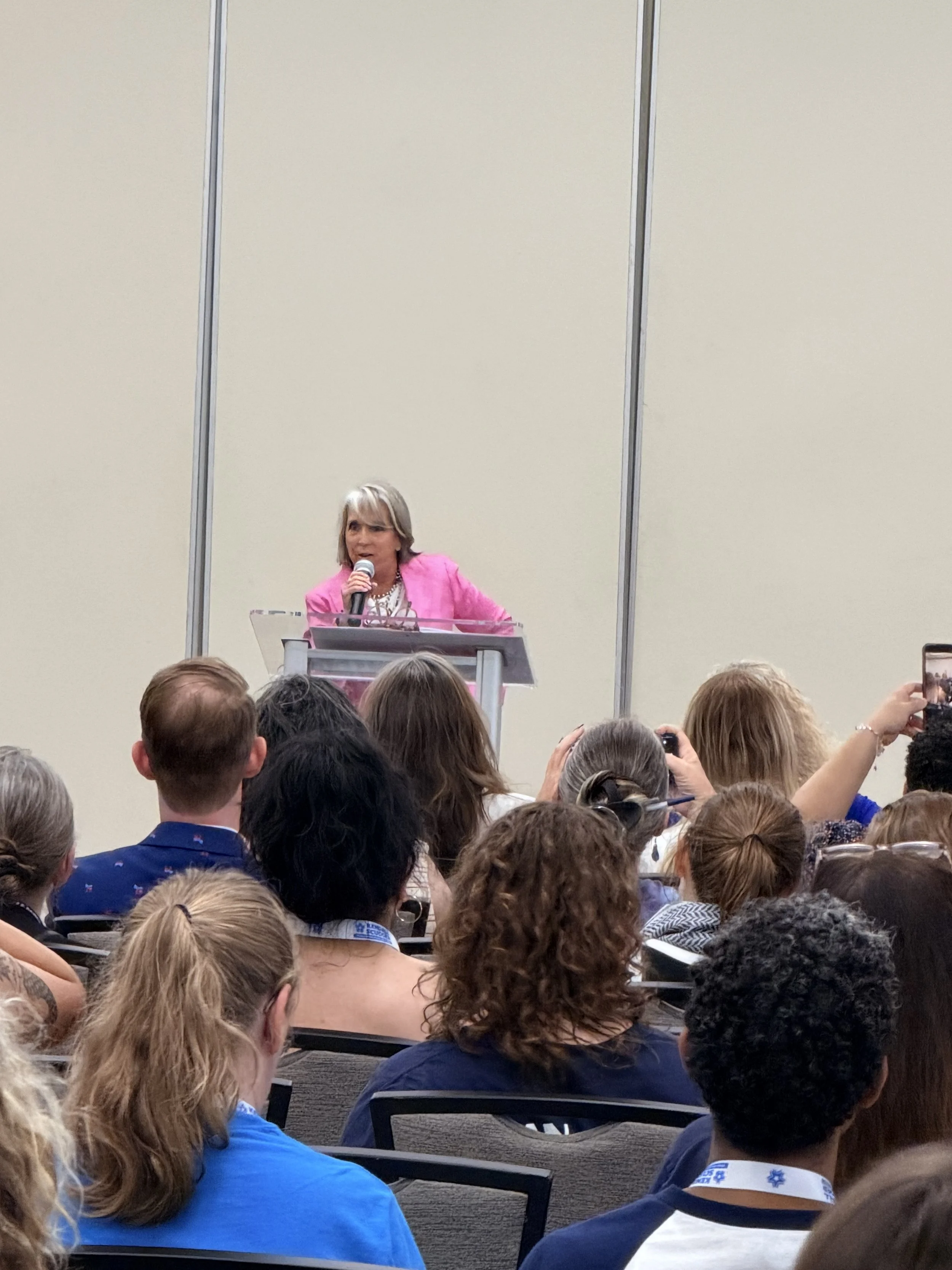 New Mexico Governor Michelle Lujan Grisham speaking at the Reproductive Rights Caucus