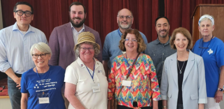 Texas State Representative Gene Wu, Gillespie County Democratic Chair Cathy Collier, Texas Democratic Party Chair Kendall Scudder, Kendall County Democratic Chair Laura Bray, Moderator Jerry Vaclav, Bexar County Democratic Chair, Michelle Lowe Solis,