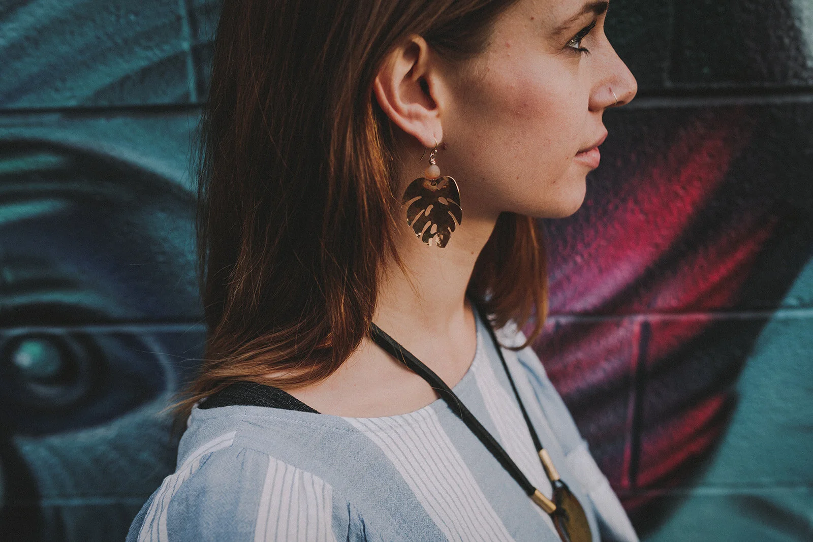 Hammered Brass Palm Earrings