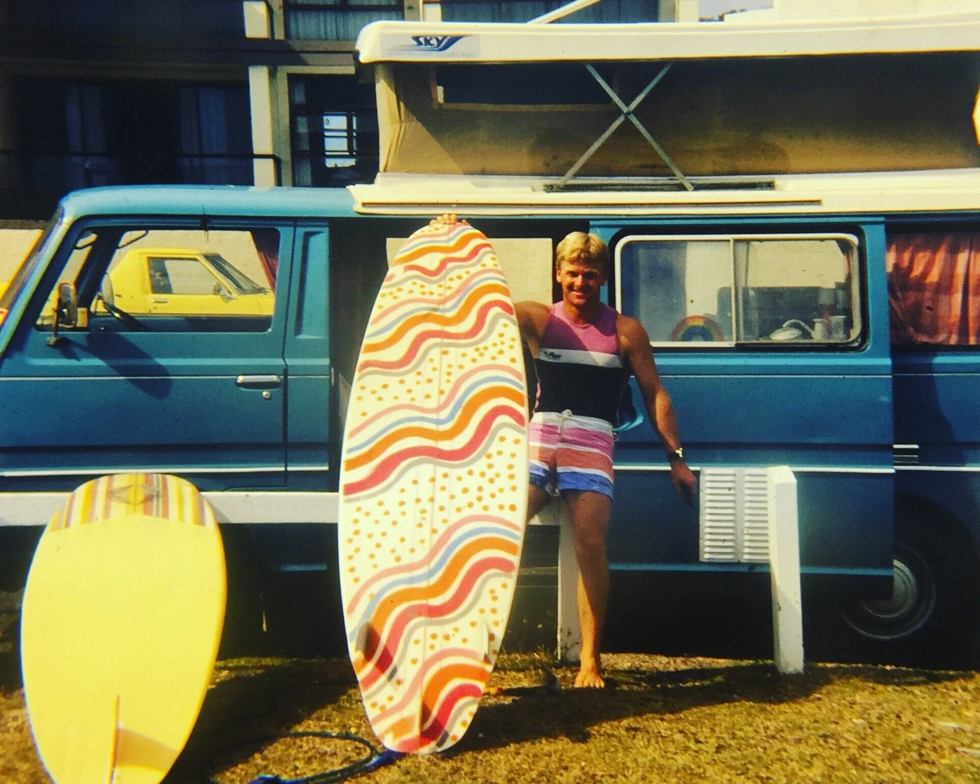 Marty was always a colourful character - with his trusty van, and distinctive board and outfit in the '80s