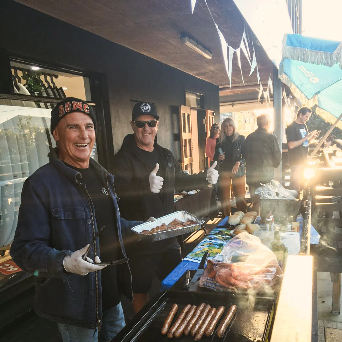 Local identities John "Gordo" Gordon and Glen "Rocky" Rawlings on the tongs