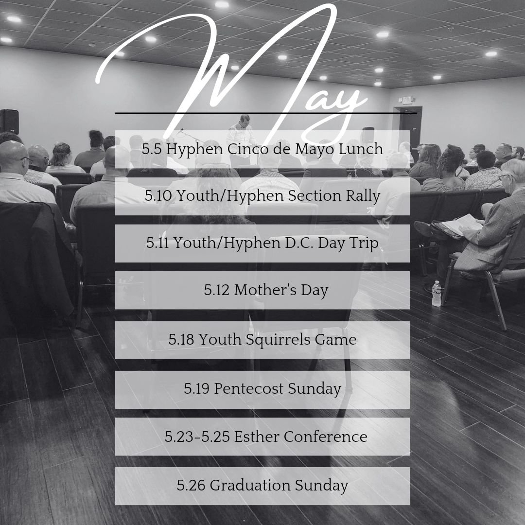 🌟 Get ready for an amazing May at The Sanctuary!  Don't miss out on any of the excitement - mark your calendars and invite your friends and family to join us too! 🙏👫

 #may #thursday #family #friends #christian #life #apostolic #pentecostal #rva #