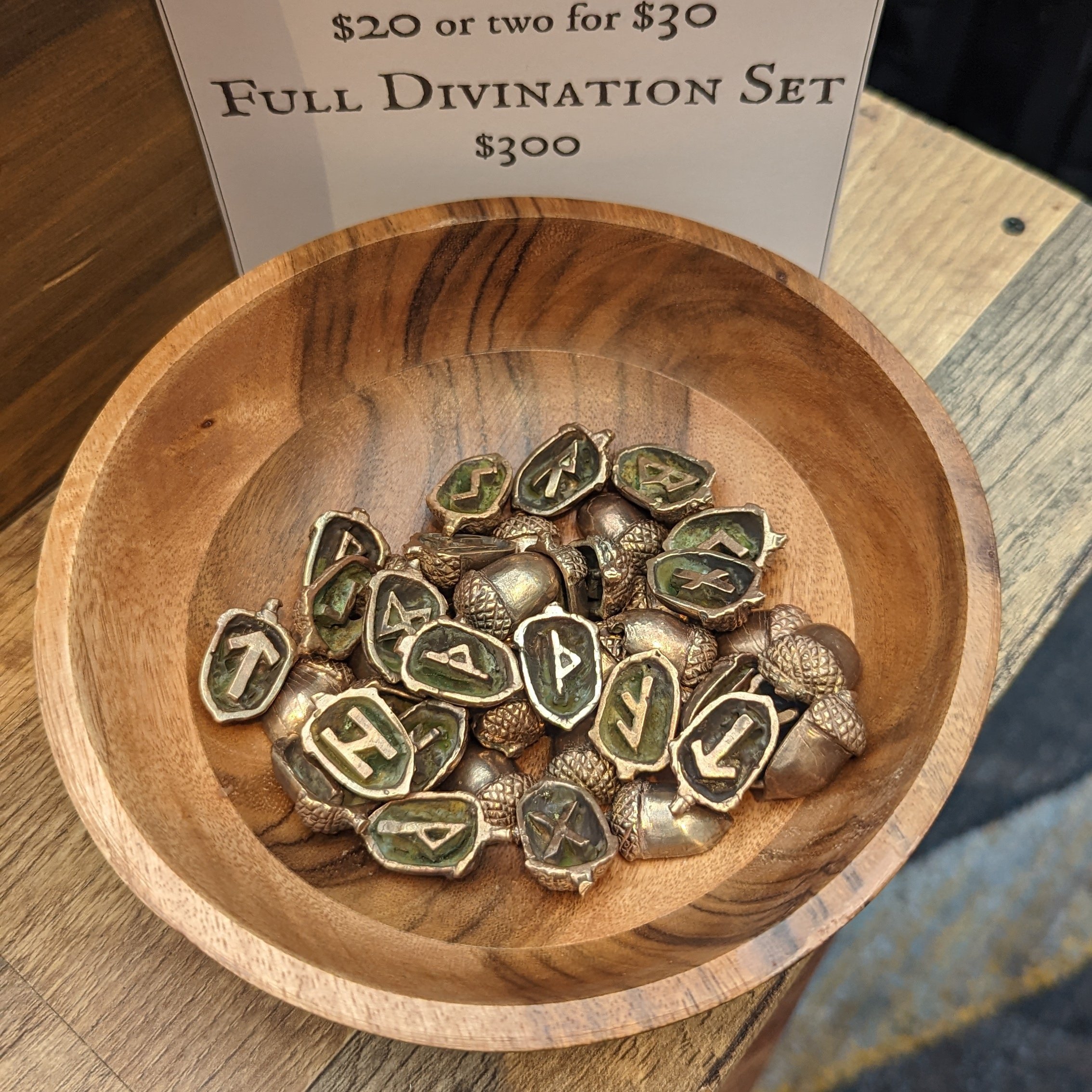 Acorn run set, carved and cast by hand