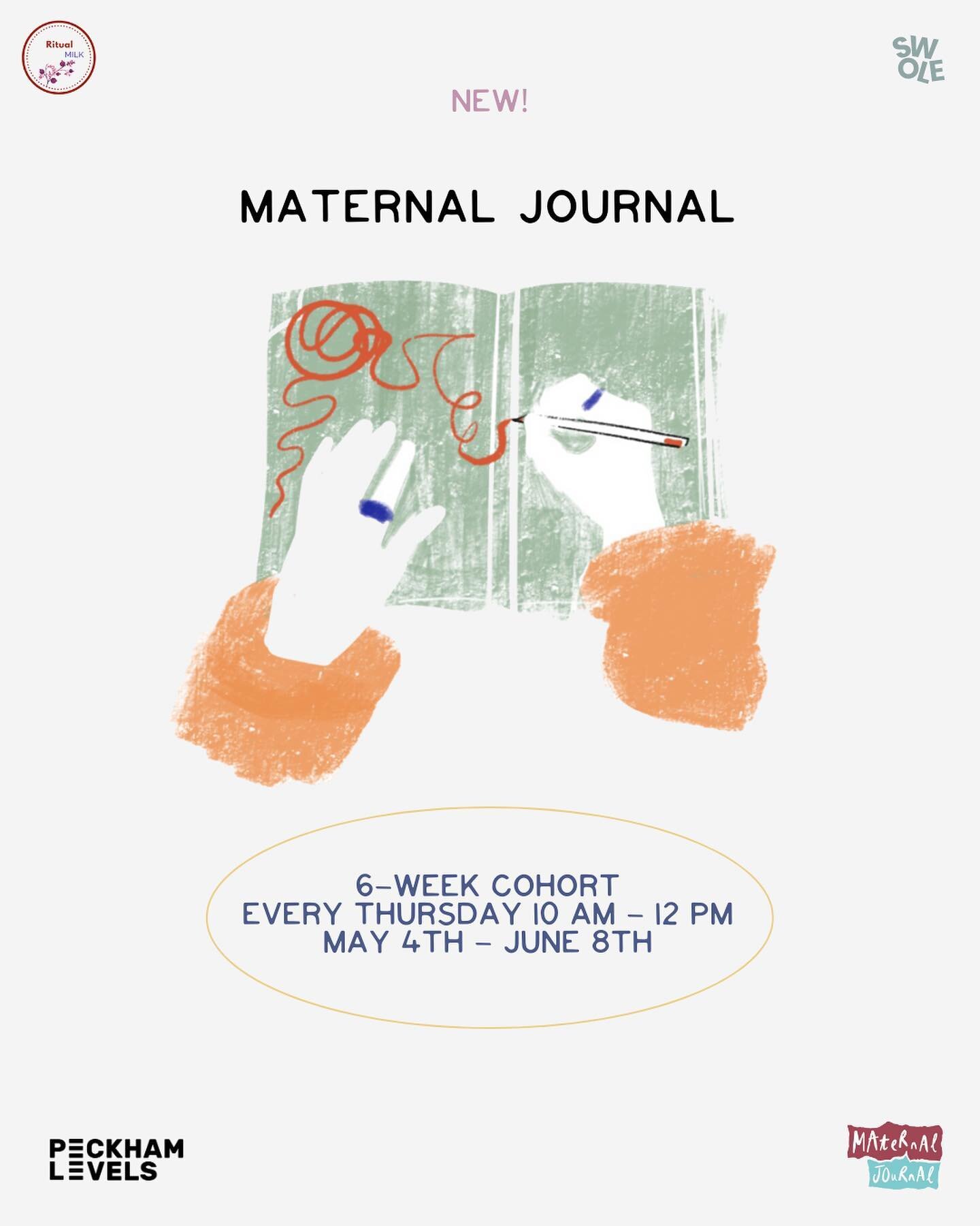 Maternal Journal is coming to Peckham!

Our first cohort will run for 6 weeks - every Thursday 4th May - 8th June, 10am-12pm 🗓

What is Maternal Journal?
MJ is a space in which creative journaling is used to boost wellbeing in pregnancy, birth and p
