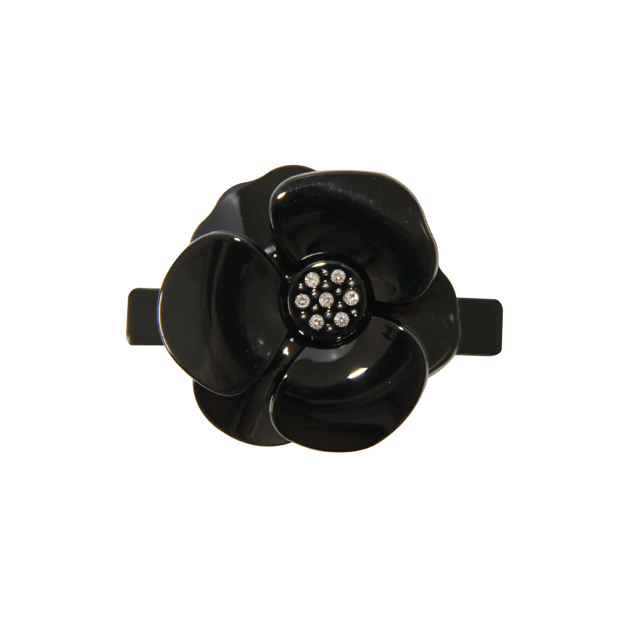 Black Flower Barrette Hair Clip