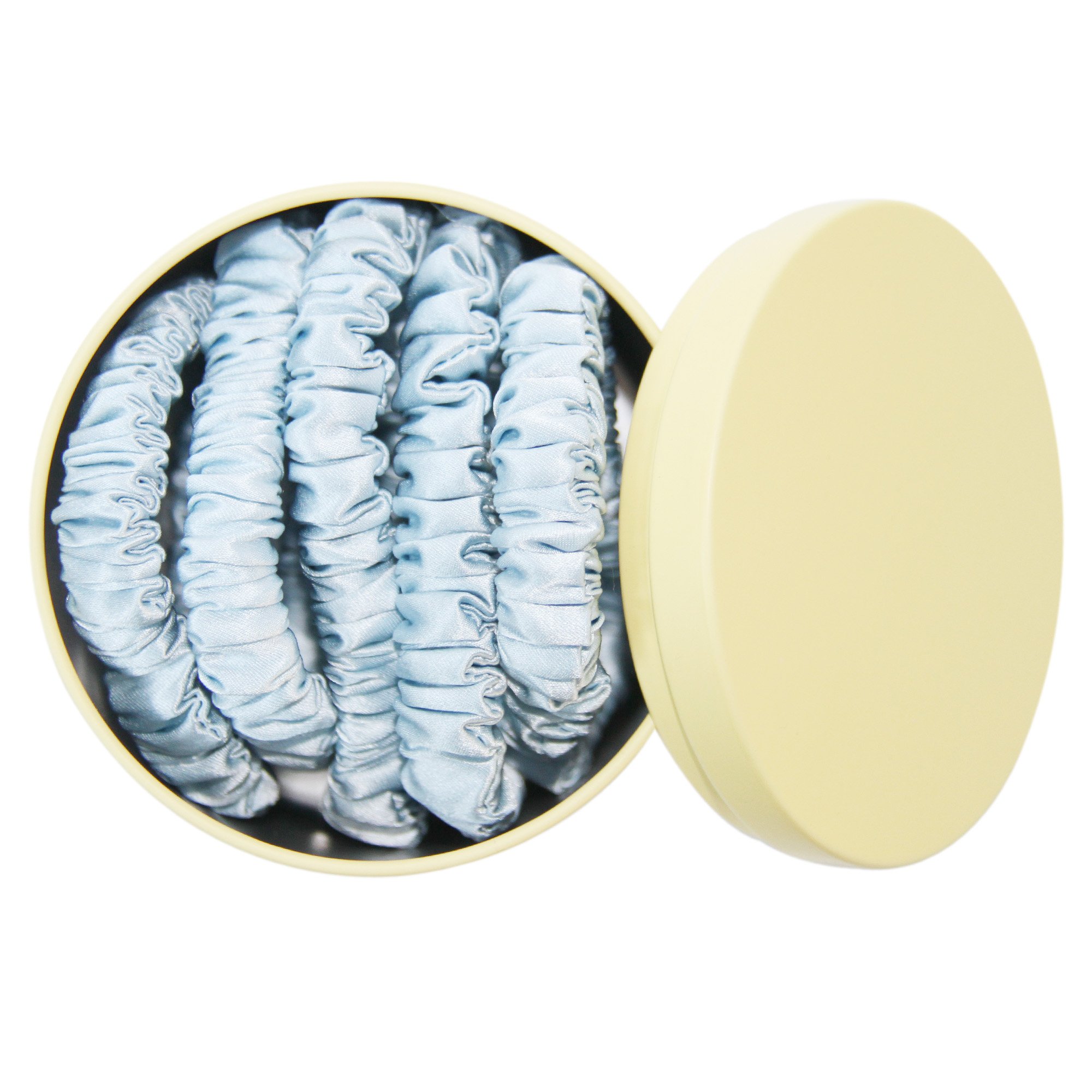 Set of 5 Silk Light Blue Hair Ties