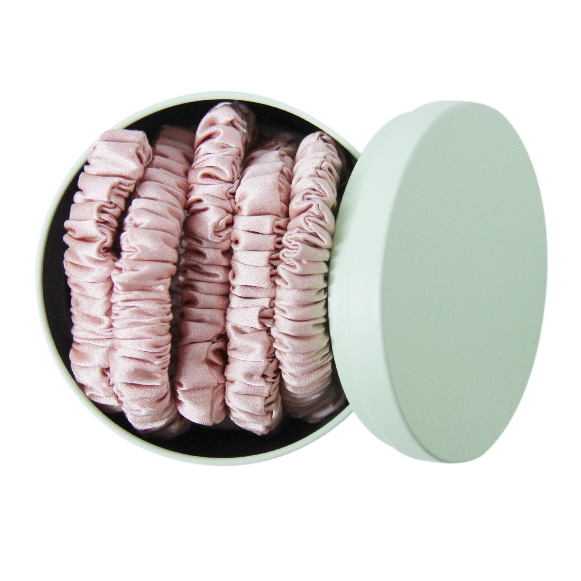 Set of 5 Silk Pink Hair Ties