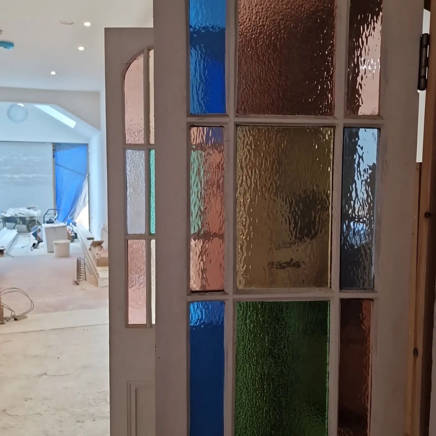 WIP. A set of reclaimed arched stained glass doors into a utility on one of our projects.

At Project Home we love stained glass so much. In this same home our clients children (Margot and Wilf) have commissioned the lovely Flora @theroundwindow to c