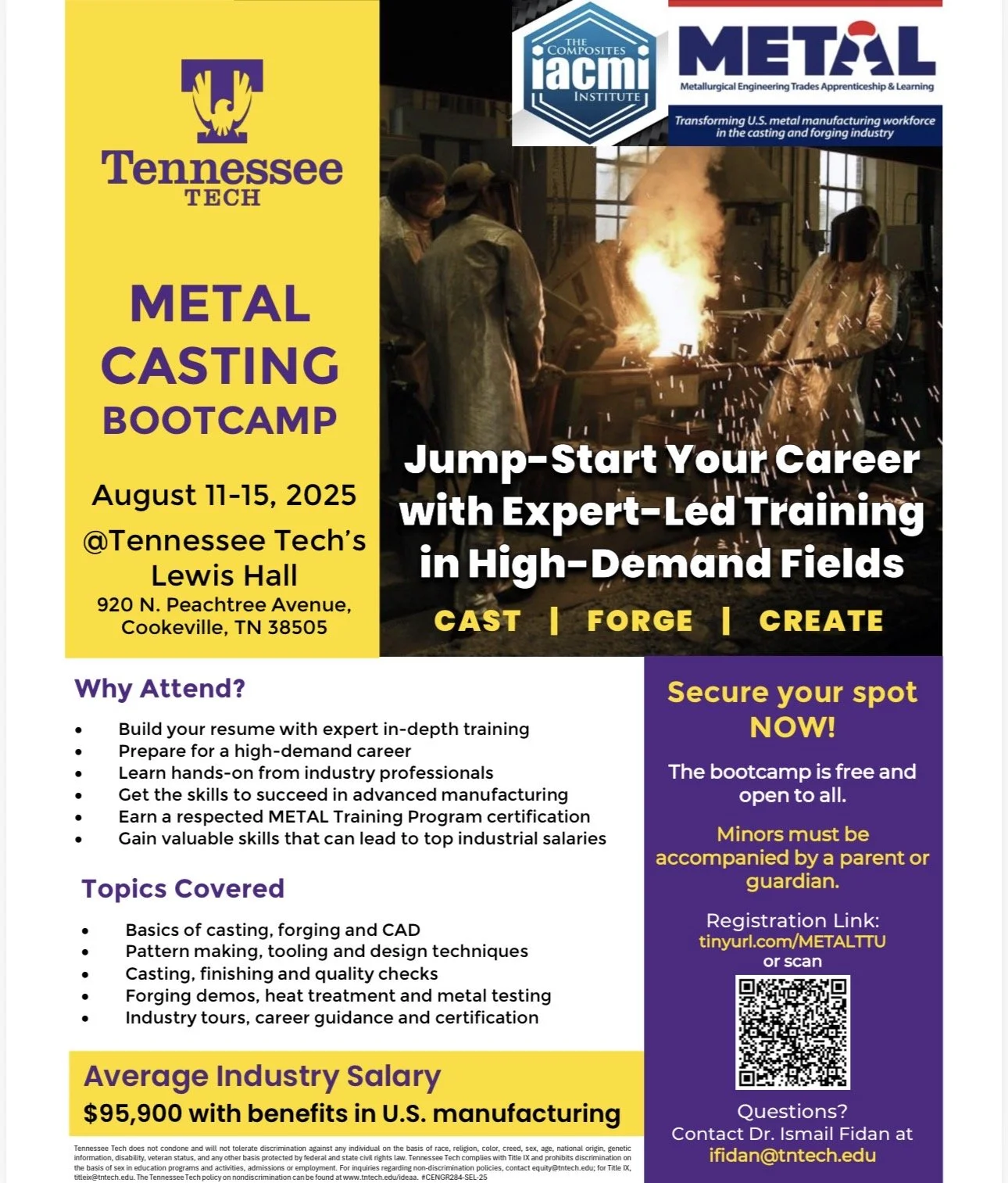 Jump-Start a Career in Metal Casting at Tennessee Tech’s Free Bootcamp