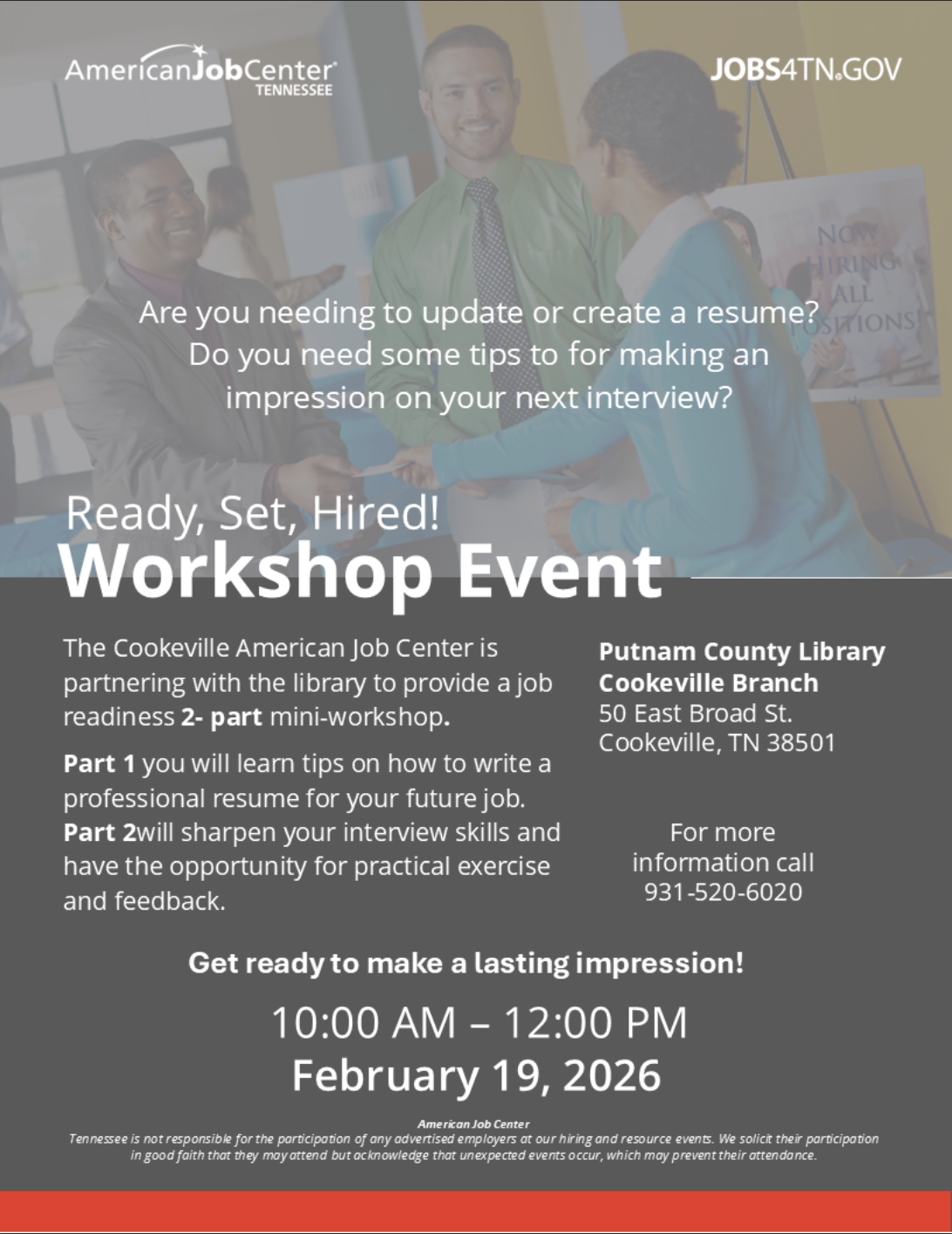 Ready, Set, Hired Workshop to Support Job Seekers at Putnam County Library