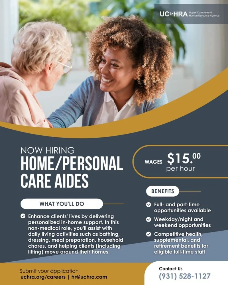 UCHRA Is Hiring Home and Personal Care Aides Across the Upper Cumberland