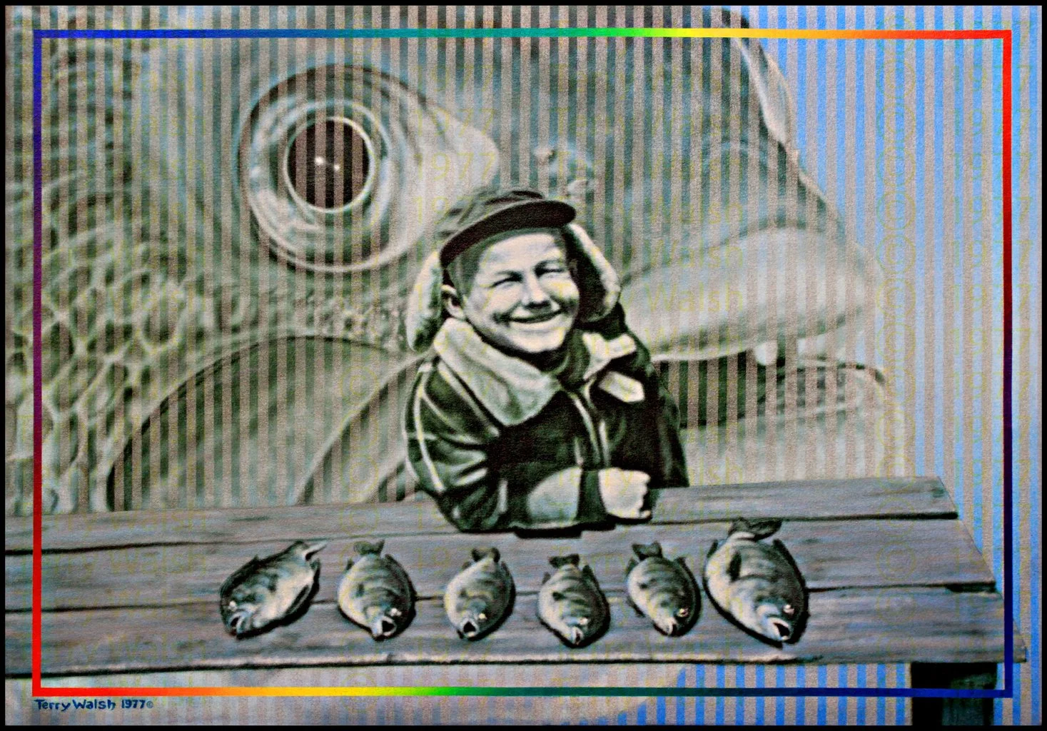 "Mick With Fish" acrylic on canvas 25 x 36 1977