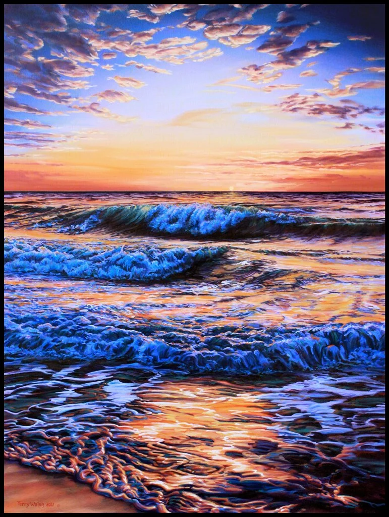 Surf On Fire  oil on canvas 40 x 30  2017