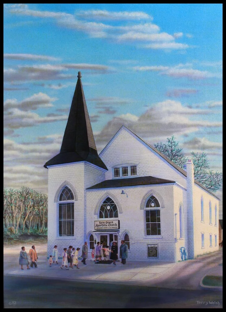 "New Grace Church"  acrylic on canvas 
22 x 19  1982