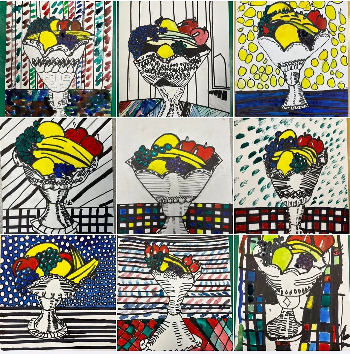 Amazing Roy Lichtenstein fruit still lives by our Monday artists. Incredible work everyone xxxx