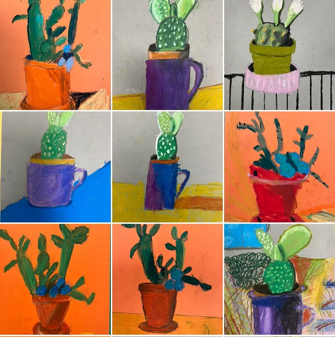 Just look at these incredible oil pastel art works created by our Monday young artists in response to David Hockney&rsquo;s @davidhockneyofficial wonderful iPad drawings. Amazing work!!!