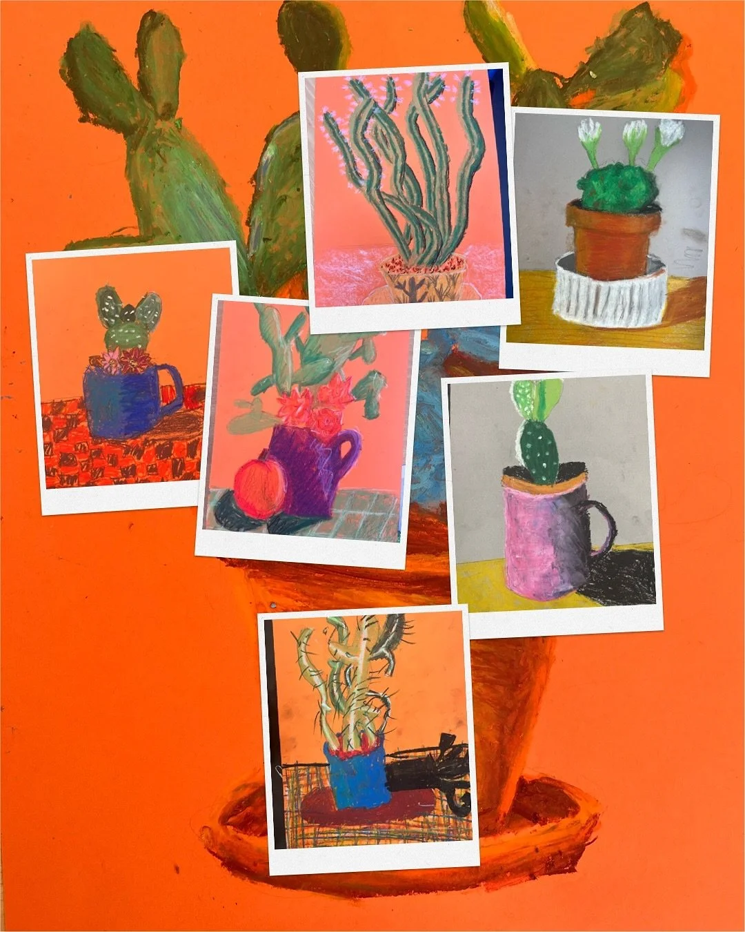 More incredible oil pastel artworks inspired by David Hockney&rsquo;s wonderful iPad drawings of cacti. @davidhockneyofficial