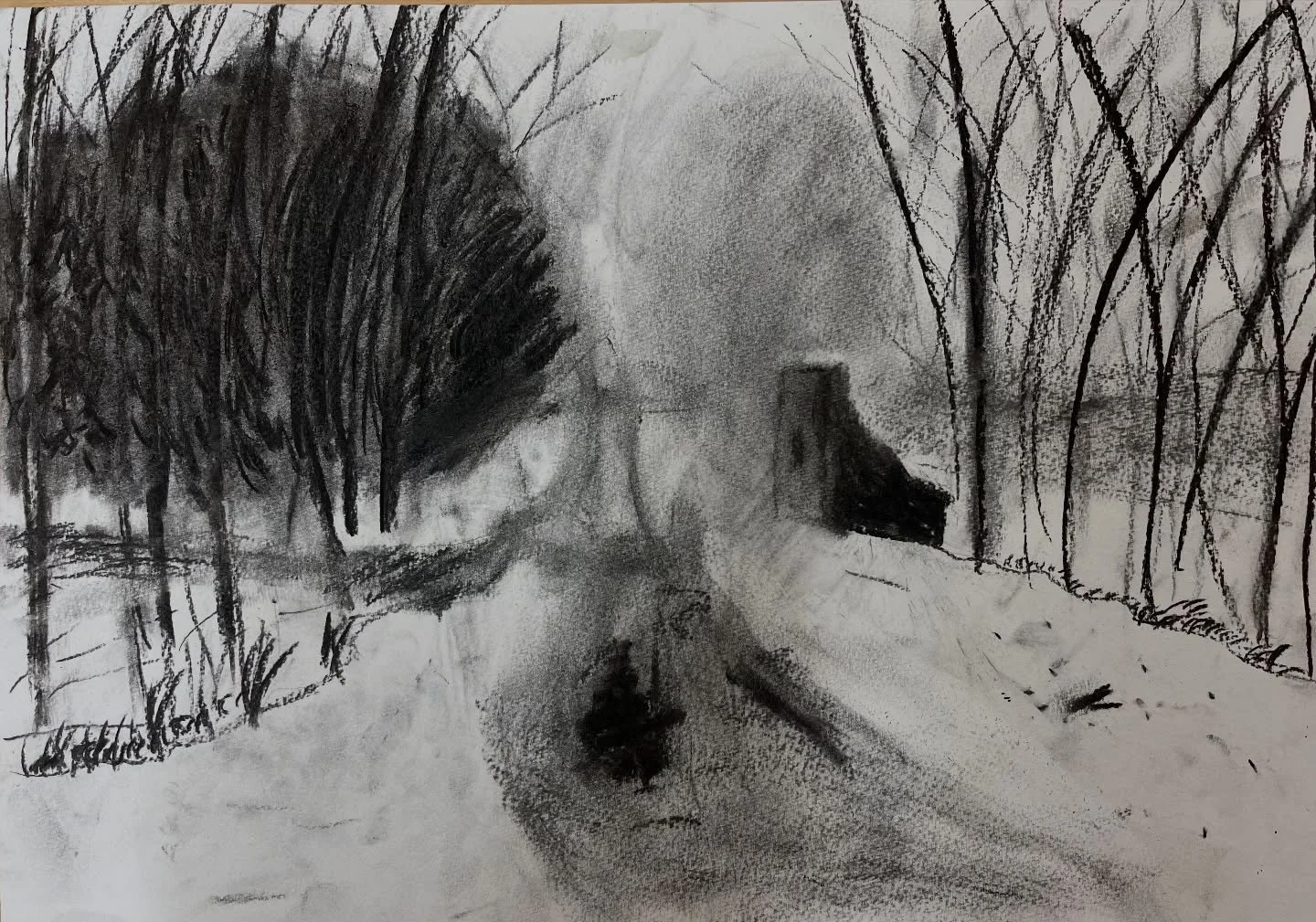 Look at these beautiful atmospheric charcoal drawing by our young artists inspired by David Hockney&rsquo;s Woldgate series of drawings. Absolutely amazing 🤩 @davidhockneyofficial @davidhockneyofficial